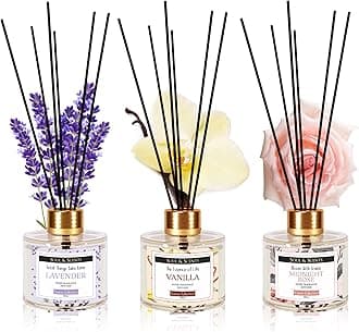 Soul & Scents Lavender, Vanilla & Midnight Rose Reed Diffuser Set - 120ml with 6 Fiber Sticks Each| Stress Relief & Aromatherapy| Scented Air Freshener for Home, Bedroom, Bathroom & Office | Pack of 3