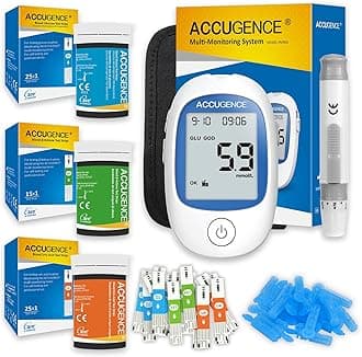 3in1 Multifunction Test Kit with 25 Blood Glucose Test strip, 25 Uric Acid Test strip,15 Blood Ketone Test strip, 3in1 Blood Sugar Monitor For home self-testing -UK mmol/L