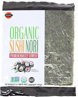 J-BASKET Organic Sushi Nori Premium Roasted Seaweed, 10 Sheets