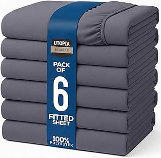 Utopia Bedding Fitted Sheet (Bulk Pack of 6) - Deep Pocket - Easy Care - OEKO-TEX Certified - Soft Brushed Microfibre Fabric - Shrinkage and Fade Resistant (Double, Grey)