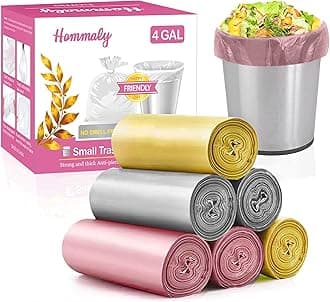4 Gallon 180pcs Small Multi Trash Bags Strong Garbage Bags,Gold Grey Pink Bathroom Trash Can Bin Liners, Plastic Bags for Bedroom, Waste Basket Liner, Fit 12-15 Liter, 3.5,4,4.5 Gal(4G-3M180) PGG