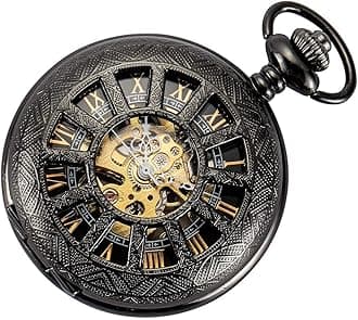 SIBOSUN Mechanical Pocket Watch for Men Pocket Watch with Chain Steampunk Skeleton Antique Men Women Pocket Watches