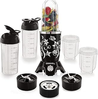 Bullet Mixer Grinder (5 Jars, 3 Blades, Black) - Copper, 600 Watts - 2 Year Warranty