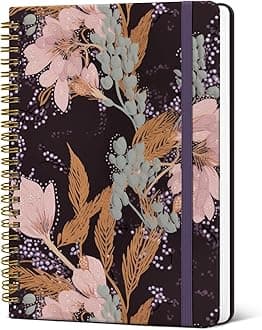 ZOTIA Lined Spiral Journal Notebook for Women, A5 College Ruled Journals for Writing, Hardcover Notebooks for Work, Note taking and Office School Supplies,140 Pages - Pink Buds