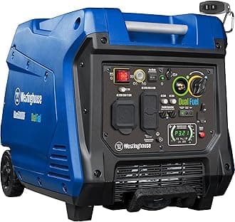 Westinghouse 5000 Peak Watt Super Quiet Dual Fuel Portable Inverter Generator, Remote Electric Start, Gas & Propane Powered, RV Ready 30A Outlet, Parallel Capable, Blue/Black