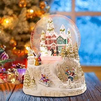 Vipush Christmas Snow Globe - Village Style Musical Snow Globe with Color Changing Led Lights, Christmas Decorations with Music Box Gifts for Girls Kids, Decorations for Christmas & Birthday