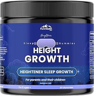 Heightener Height Growth Sleep Gummies - Vitamins to Grow Taller for True Height Potential, Natural Height Booster Increase Supplement for Kids and Adults | Calcium & Melatonin Multivitamin - 60 Gummy