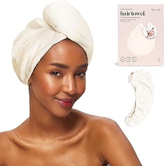Kitsch Microfiber Hair Towel Wrap for Women, Hair Turban for Drying Wet Hair, Super Absorbent and Ultra Soft Microfiber Towel, After Spa Hair Towel (Ivory)