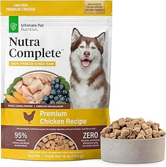 ULTIMATE PET NUTRITION Nutra Complete Freeze Dried Raw Dog Food, Veterinarian Formulated with Antioxidants, Prebiotics & Amino Acids (1 Pound, Chicken)