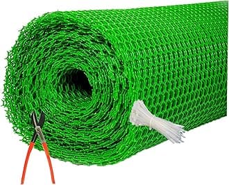 UV Stabilized Garden Fencing Net_Tree Guard Net_Anti Bird Net_PVC Virgin HDPE_4 Feet Height X 60 Feet Length_Green Color_800 GSM with 1 Cutter and 100 PVC Tags SHJAMN9