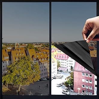 One Way Privacy Window Film,Premium PET Material,Daytime Reflective Heat Control Anti UV Door Sticker,Window Tint for Home Office Living Room,Cosmic Black,31.5 Inch x 6.5 Feet