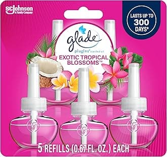 PlugIns Refills Air Freshener, Scented and Essential Oils for Home and Bathroom, Exotic Tropical Blossoms, 3.35 Fl Oz, 5 Count