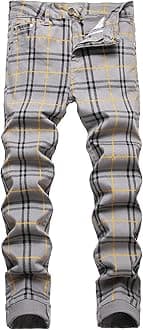 JUNBAOSS Men's Slim Fit Jeans Stretch Ripped Skinny Jeans for Men, Fashion Straight Leg Comfort Flex Waist Casual Pants