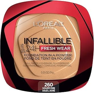 Makeup Infallible Fresh Wear Foundation in a Powder, Up to 24H Wear, Waterproof, Golden Sun, 0.31 oz. (Packaging May Vary)