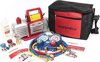 AUTO AC Repair Complete Tool Kit with 1-Stage 3.5 CFM Vacuum Pump, Manifold Gauge Set, Hoses and its Acccessories