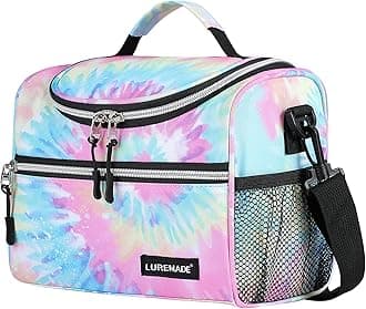 Kids Insulated Lunch Box for Girls Lunch Bag Women Boys Toddler Teen School Daycare Kawaii Cute Travel Bags (Rainbow Tie-Dye)