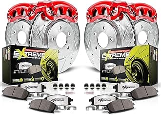 PowerStop Front and Rear Brake Kit For Chrysler 300 2005-11 |Dodge Challenger 2009-11 |Charger 2006-11 - Drilled and Slotted Disc Rotors with Carbon-Fiber Ceramic Brake Pads Replacement, KC2853-26