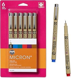 SAKURA 30065 6-Piece Pigma Micron (Colors may vary) 05 Ink Pen Set