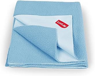 Instadry Anti-Piling Fleece Extra Absorbent Quick Dry Sheet for Baby, Baby Bed Protector, Waterproof Baby Sheet, Small Size 100x140cm, Pack of 1, Sky Blue