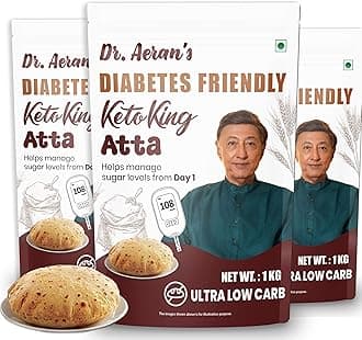 Diabetes Friendly Keto King Atta, 3Kg, Ultra Low Carb, Low GI Atta for Sugar Release Control, Diabetic Atta For Diabetic Care, High Fiber Flour, Sugar Control Keto Atta