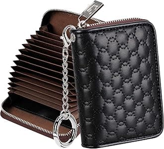 FurArt Credit Card Wallet, Zipper Card Cases Holder for Men Women, RFID Blocking, Keychain Wallet, Compact Size