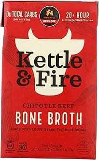 Kettle and Fire Organic Chipotle Beef Bone Broth, USDA Organic, Gluten Free, Preservatives Free, 16.9 Ounce (Pack of 6)