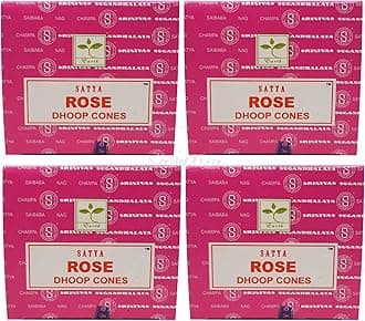 Satya Rose Incense Cone x4 pack, used for Aromatherapy, Spa, Yoga, Weddings, Reiki, Meditation, Healing by SAMASIA