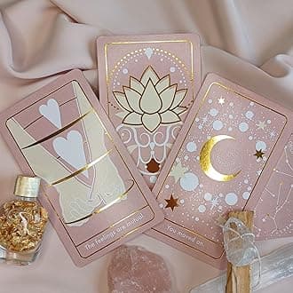 Delaluna Answers Oracle Cards: 53 Love Tarot Cards Deck for Beginners, Hidden Truth Affirmations with Gold Embossing for Women, Angel & Fairy Cards with Meanings, Witchy Gifts with Guidebook