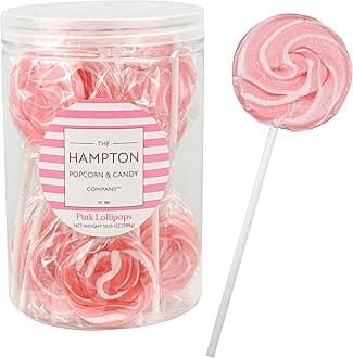 Pink Lollipops, 24 Pack, Swirl Lollipops Individually Wrapped, Lollipop Suckers Bulk, The Hampton Popcorn & Candy Company