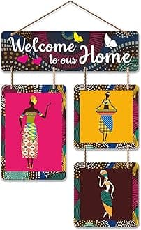 Artvibes Welcome To Our Home Decorative Wall Art MDF Wooden Hanging for Living Room | Bedroom | Home Decor | Office | Gift | Quotes Items House Decoration |(WH_6505N)