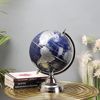 "TrenDec" Decorative Table Globe on Aluminum Stand – Sophisticated Travel-Inspired Decor.