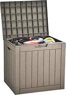 YITAHOME 31 Gallon Outdoor Storage Deck Box, Waterproof Resin Package Delivery and Storage Box with Lockable Lid for Patio Furniture Cushions, Pool Accessories, Garden Tools, Taupe