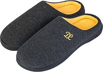 DL Mens Memory Foam Slippers - Comfortable House Slippers For Men, Indoor Outdoor, Closed Toe Black Gray Navy
