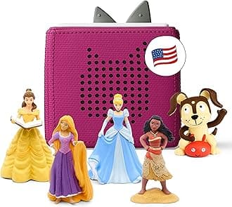 Toniebox Audio Player Starter Set with Cinderella, Belle, Moana, Tangled, and Playtime Puppy - Imagination Building, Screen-Free Digital Listening Experience for Stories, Music, and More - Purple