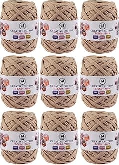 NESTNHAVEN Creative Cotton T-Shirt Yarn Carpet, Knitting Yarn for Hand Knitting DIY Bags, Baskets, Blanket, Cushion Crocheting Projects 200 GMS (Beige) | (900 Gm)