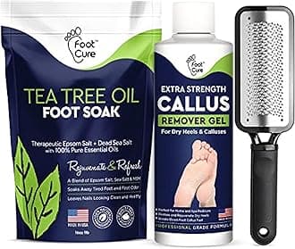 Tea Tree Foot Soak, Callus Remover Gel - Extra Strength Callus Remover Gel & Foot Soak With Epsom Salts For Calluses, Dry Cracked Heels, Toenail Fungus & Odor - Pedicure for Tired Feet