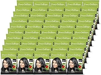 Prem Dulhan Natural Henna Hair Color for Vibrant & Long-Lasting Results Natural Black Shade Ammonia-Free Coloring, Sachets (10 g/0.35 Ounce (Pack of 50))