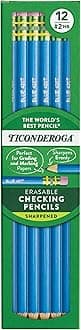 Erasable Checking Pencils, Pre-Sharpened with Eraser, Blue, Pack of 12 (14209)