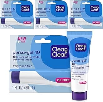 Clean & Clear PersaGel 10 Acne Medication Spot Treatment with Maximum Strength 10 Benzoyl Peroxide Topical Pimple Cream Acne Gel medication for Face Acne with Benzoyl Peroxide, (pack of 4)