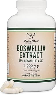 Boswellia Serrata - 240 Capsules (Max Strength 1,000mg of 65% Boswellic Acid Extract) Boswellia Extract Capsules (Joint Support Supplement for Joint Health) Third Party Tested by Double Wood