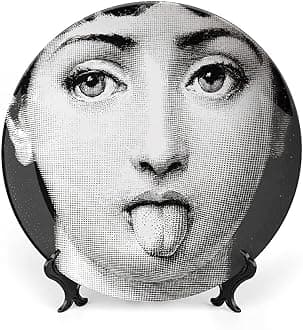 Lina Cavalieri Plate, Fornase Decorative Plate Face Makeup Plate Wall Hanging Decoration,Including Bracket and Special Spring Hook,Style-6,6inch