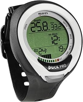 MaresPuck Pro+ Wrist Dive Computer | Ultra Flat Design Watch-Style One Button Control Underwater Scuba Diving Computer, Black/White