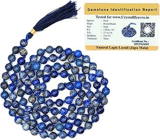 Crystal Japa Mala - 108 Beads Buddhist Prayer Beads - AAA Grade Original Healing Gemstone Agate Mala for Yoga Meditation Spiritual Reiki Feng Shui