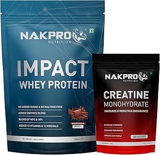 NAKPRO NUTRITION Impact Whey Protein Supplement Powder Combo (1 kg with 100g Creatine -Double Rich Chocolate)