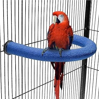Parrot Perch Stand, U Shape Quartz Sands Bird Stick Paw Grinding Rough-surfaced Large Bird Perches for Parakeets,Macaw,Parrots Cages Toy (Blue Large)