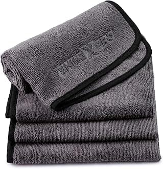 ShineXPro Microfiber Cloth for Car (Pack of 4) - Workhorse Terry 400 GSM - 40x40 CM - Multipurpose Cleaning Cloth for Scratchless Washing and Detailing (Grey)