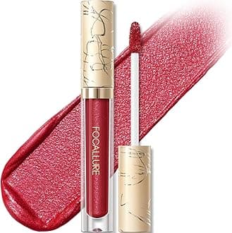 FOCALLURE Metallic Liquid Lipstick,Non Stick Cup Lip Gloss,High Impact Lip Color with Transfer-proof Wear,Long Lasting & Waterproof Lipstick Makeup for Women,RD06 FULL HOT