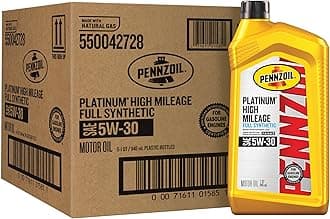 Platinum High Mileage Full Synthetic 5W-30 Motor Oil, 1 Quart (6 Pack)