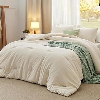 Bedsure King Comforter Set, Cream Soft Prewashed Bedding for All Seasons, 3 Pieces GentleSoft™ Bed Set, 1 Lightweight Comforter (104"x90") and 2 Pillowcases (20"x36")