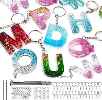 - Mocoosy 134Pcs Alphabet Keychain Resin Molds Kit, Reversed Letter Number Silicone Mold Epoxy Resin Casting Molds Key Chain Making Set with 1 Hand Drill 2 Drill Bits 30 Key Rings 100 Screw Pin
